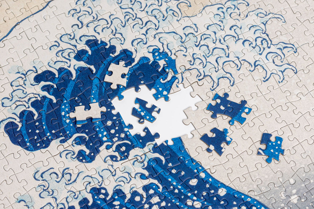 Great Wave off Kanagawa jigsaw puzzle – close-up of pieces