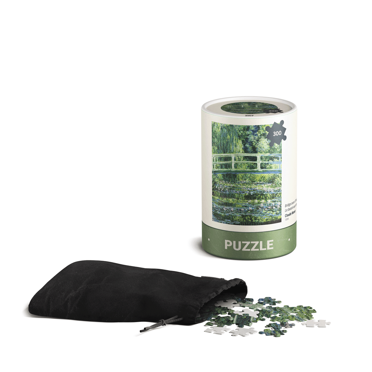 Monet Bridge over a Pond of Water Lilies puzzle tube packaging