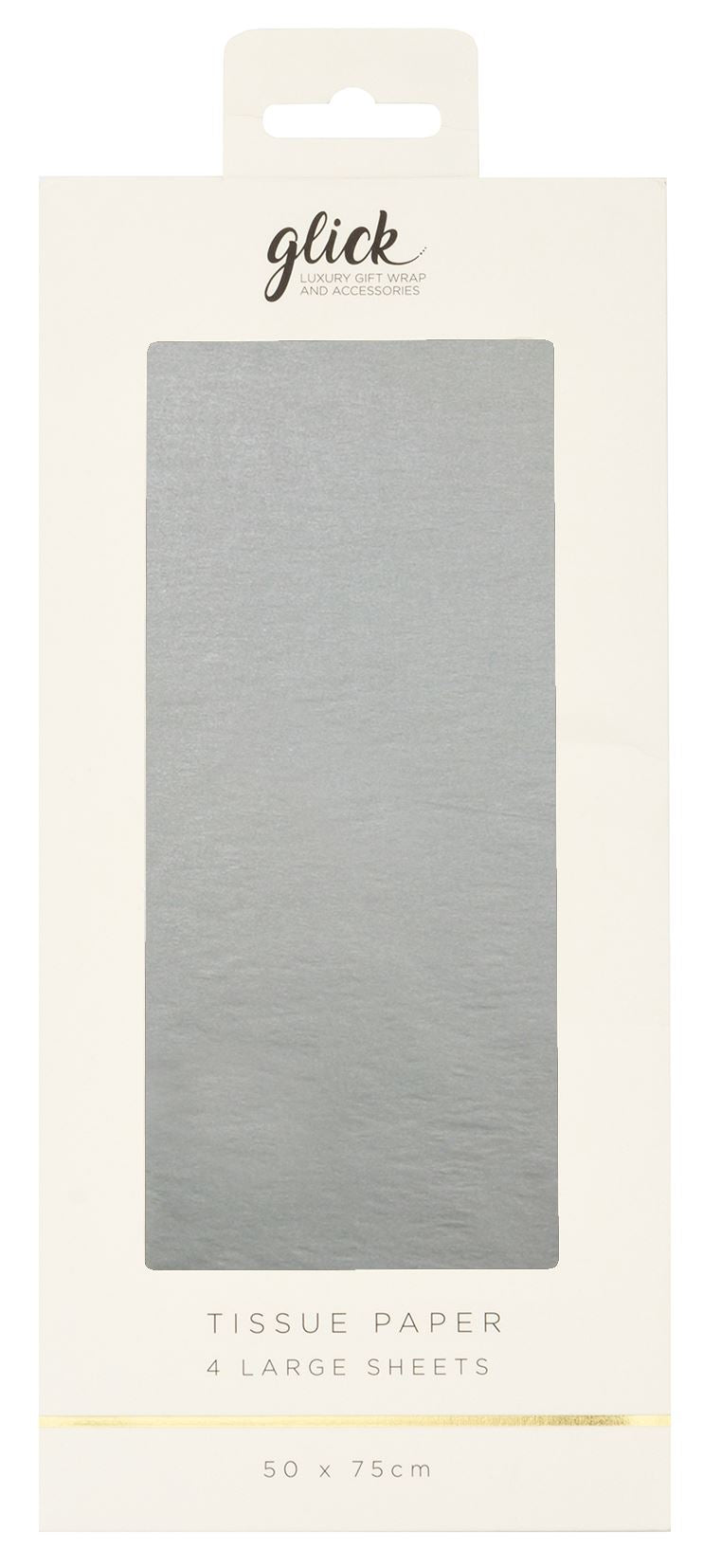 Glick Tissue Paper (4 Large Sheets 50x75cm) - Plain Silver