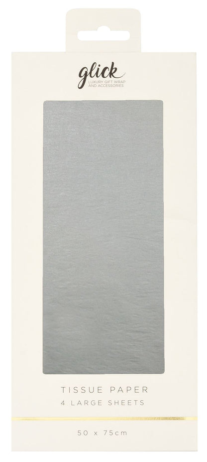 Glick Tissue Paper (4 Large Sheets 50x75cm) - Plain Silver