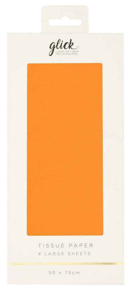Glick Tissue Paper (4 Large Sheets 50x75cm) - Plain Neon Orange