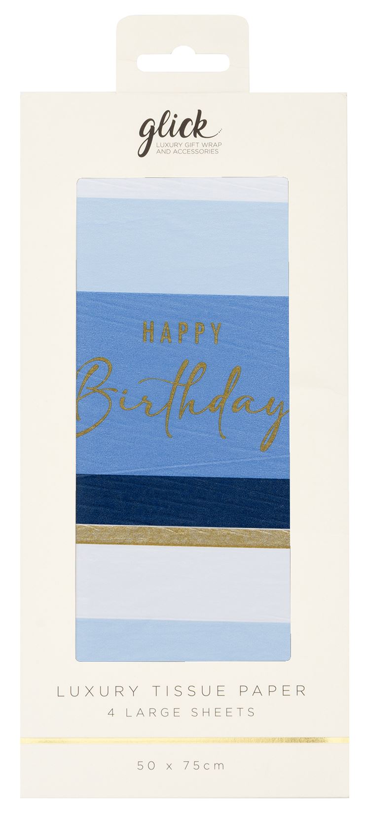 Birthday Stripe Blue Patterned Tissue Paper