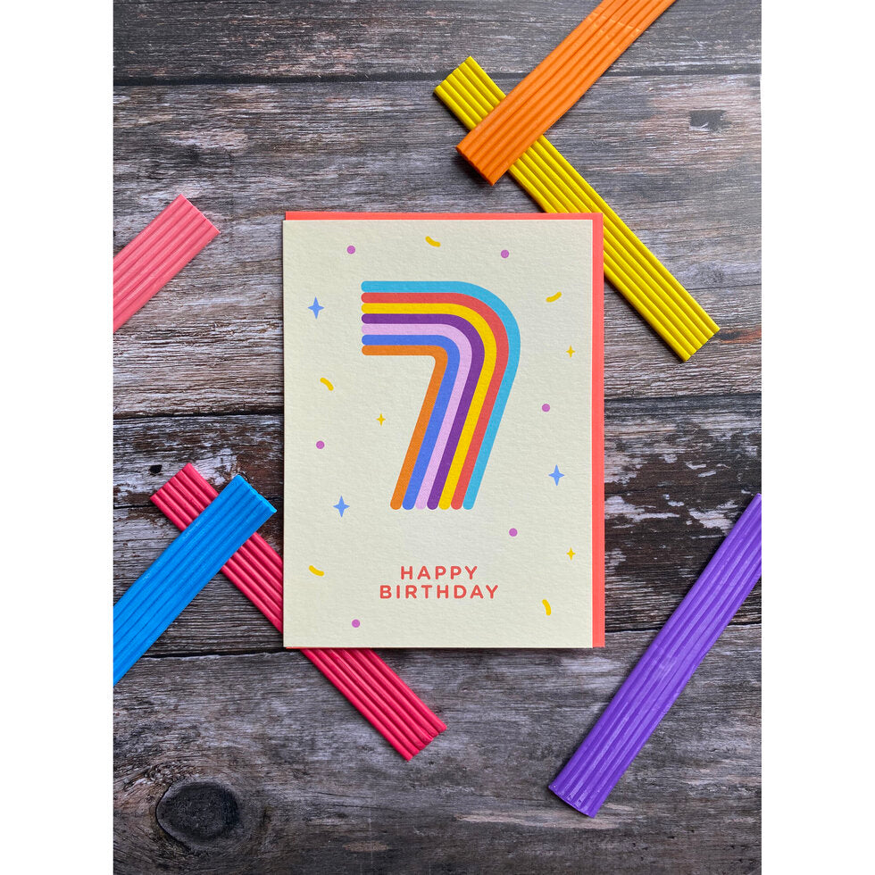 Tiny & Terrific Age 7 Plasticine 7th Birthday Card by Heyyy