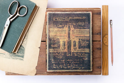 Paperblanks Tesla, Sketch of a Turbine Ultra Softback Flexi Journal – Plain, 176 Pages – design detail