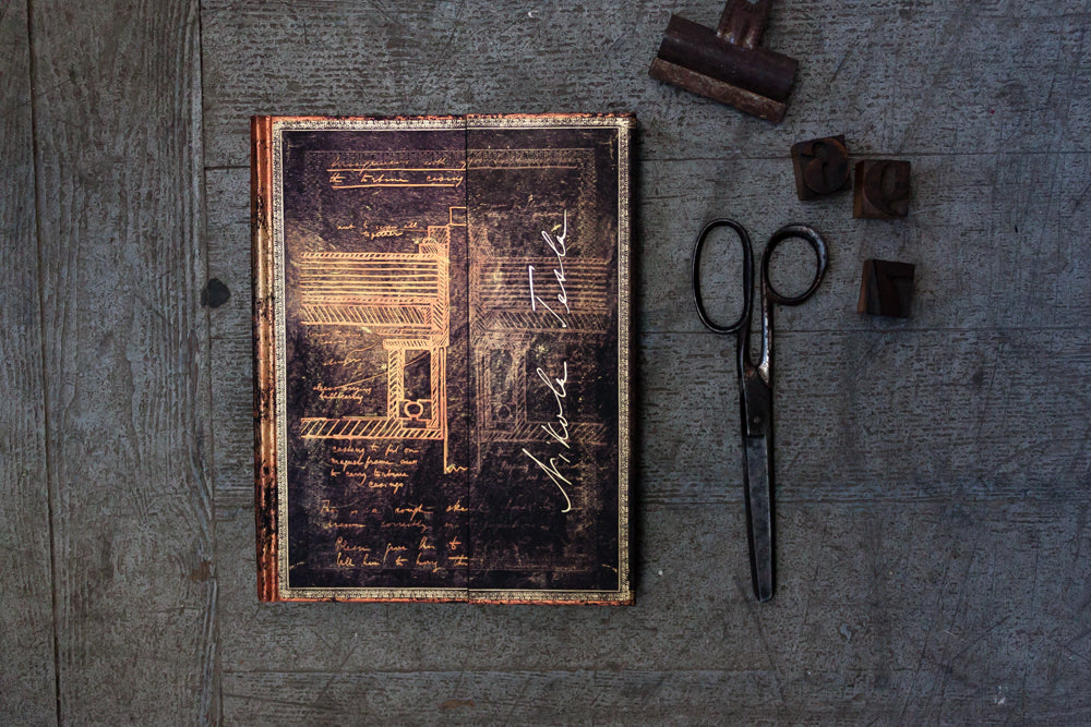 Paperblanks Tesla, Sketch of a Turbine Mini Hardback Journal – Lined, 176 Pages – design detail