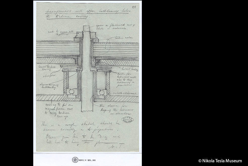 Paperblanks Tesla, Sketch of a Turbine Pencil Case – design detail