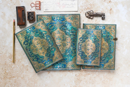 Paperblanks Turquoise Chronicles Mini Hardback Journal – Lined, 240 Pages – design detail