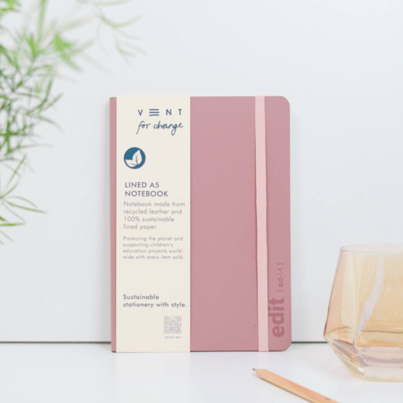 VENT Luxury EDIT A5 Recycled Leather Notebook – Powder Pink