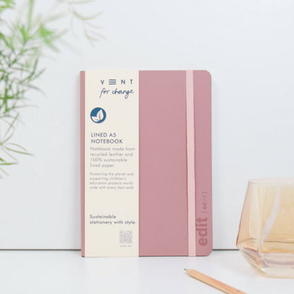 VENT Luxury EDIT A5 Recycled Leather Notebook – Powder Pink