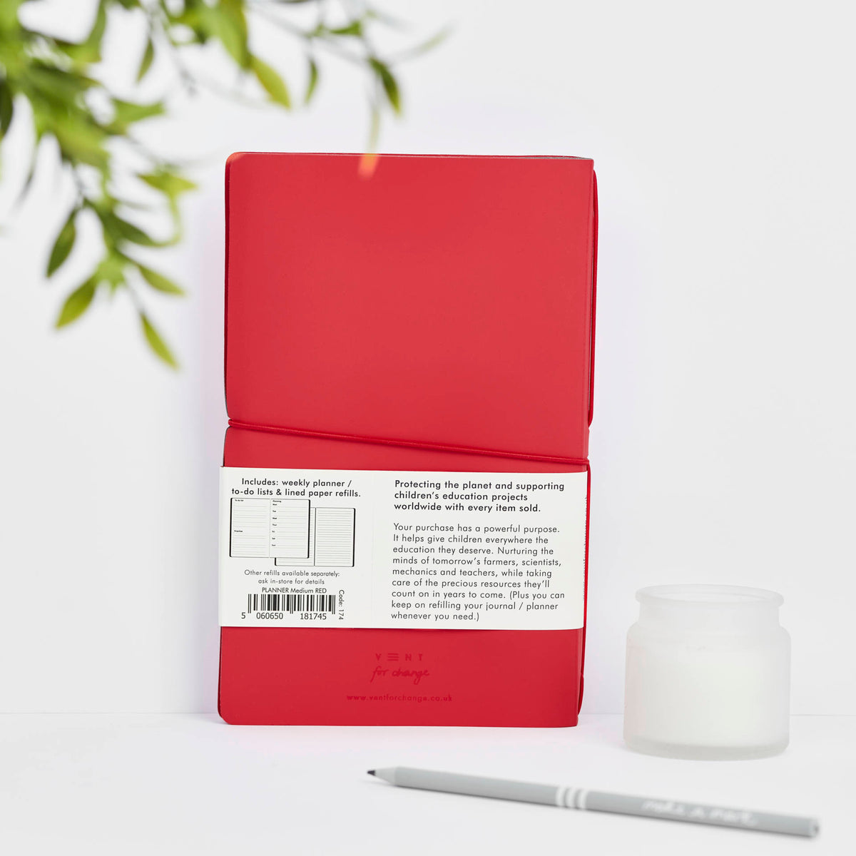 VENT Make a Mark Refillable Recycled Leather Planner – Red