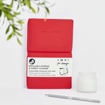 VENT Make a Mark Refillable Recycled Leather Planner – Red