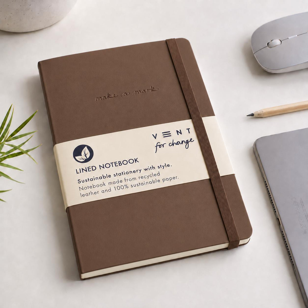 VENT Make a Mark A5 Recycled Leather Lined Notebook – Mocha