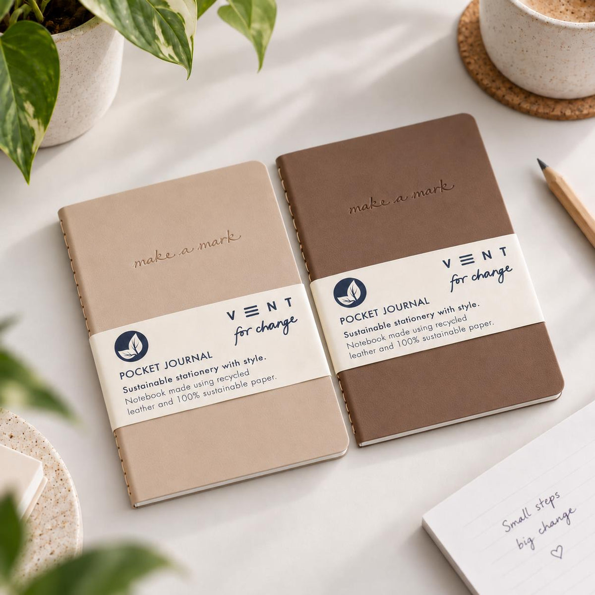 VENT Make a Mark A6 Recycled Leather Pocket Journal – Mocha