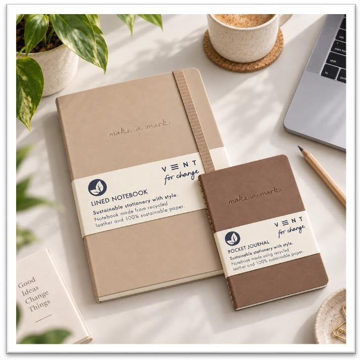VENT Make a Mark A5 Recycled Leather Lined Notebook – Mocha