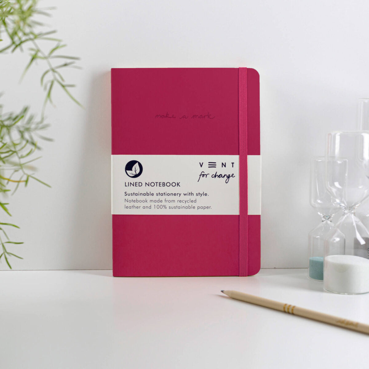 VENT Make a Mark A5 Recycled Leather Lined Notebook – Raspberry Pink