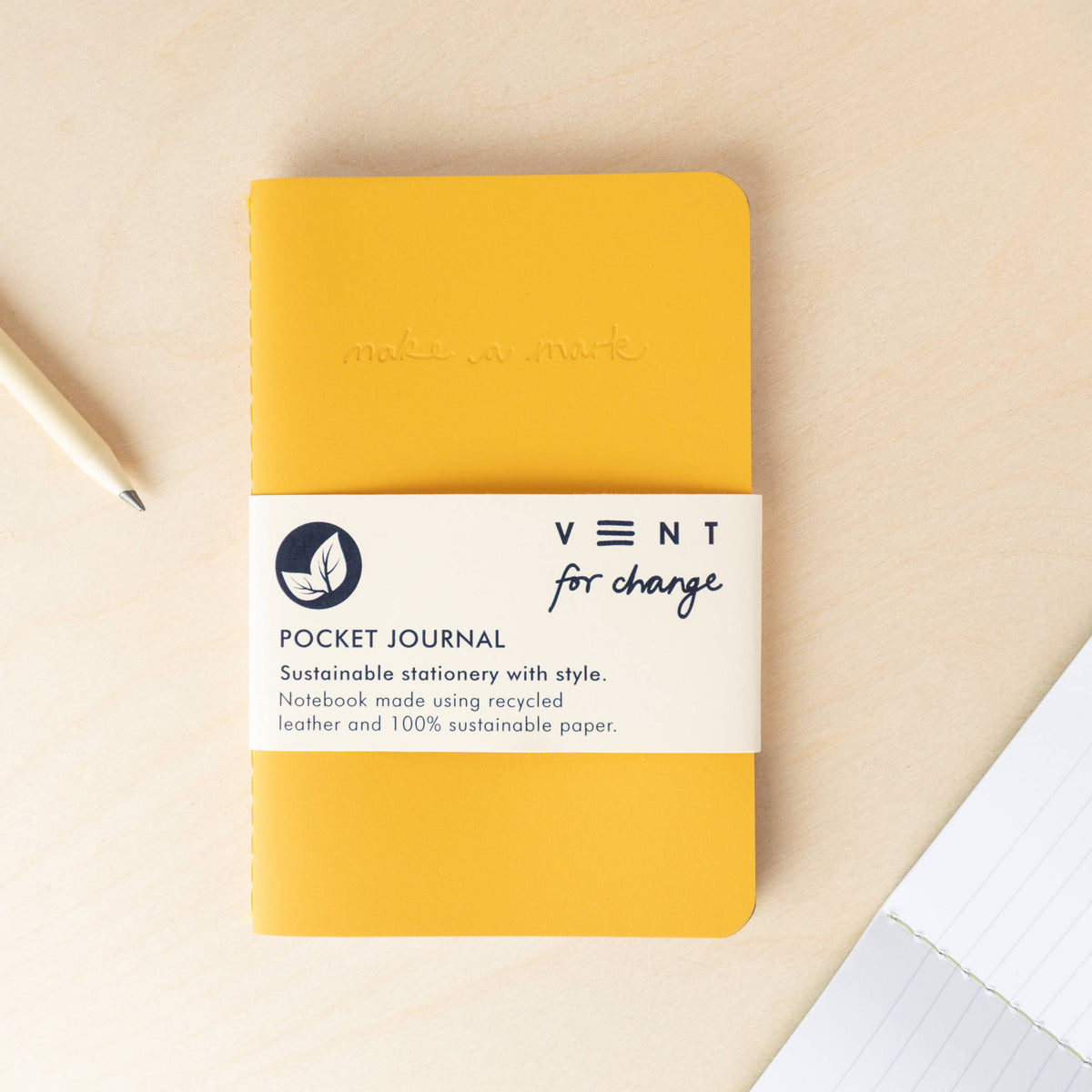 VENT Make a Mark A6 Recycled Leather Pocket Journal – Mustard Yellow