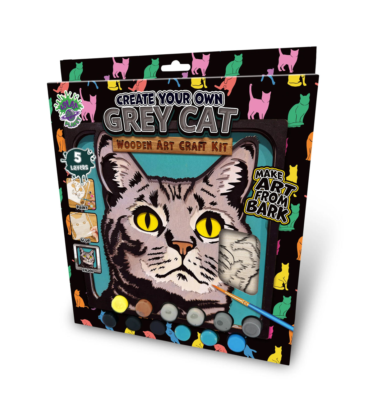 Grey Cat Wooden Art Craft Kit