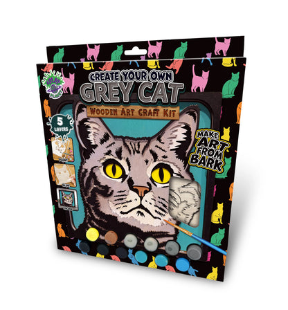 Grey Cat Wooden Art Craft Kit