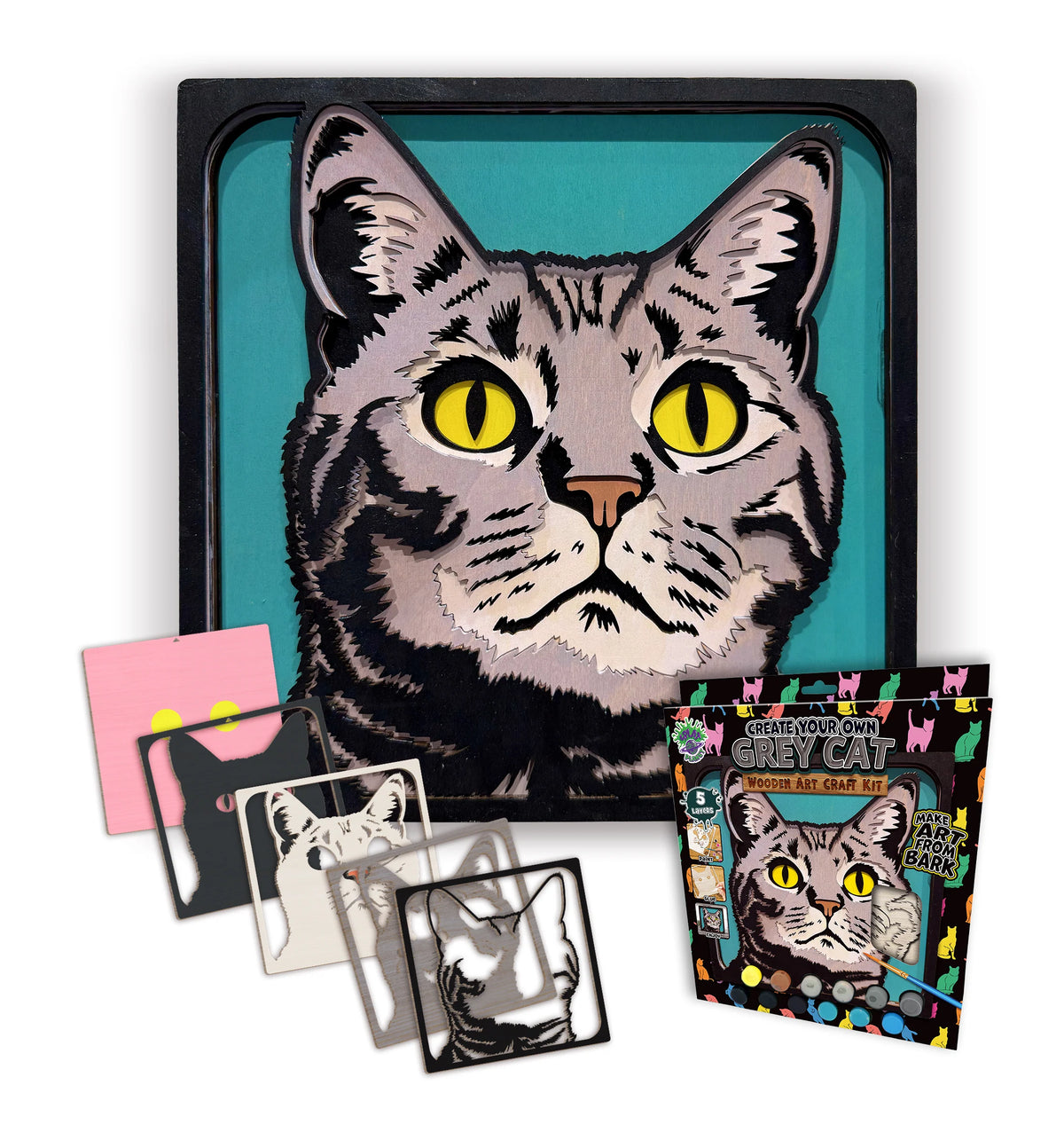 Grey Cat Wooden Art Craft Kit