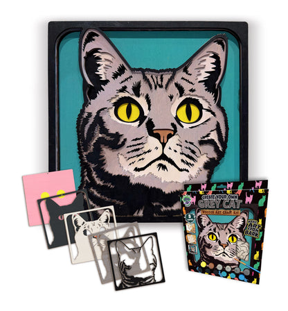 Grey Cat Wooden Art Craft Kit