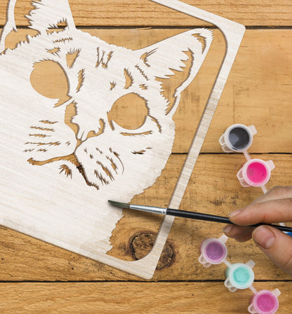Grey Cat Wooden Art Craft Kit
