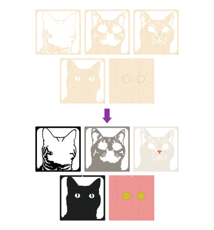 Grey Cat Wooden Art Craft Kit