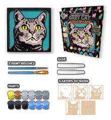 Grey Cat Wooden Art Craft Kit