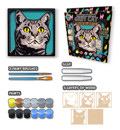 Grey Cat Wooden Art Craft Kit