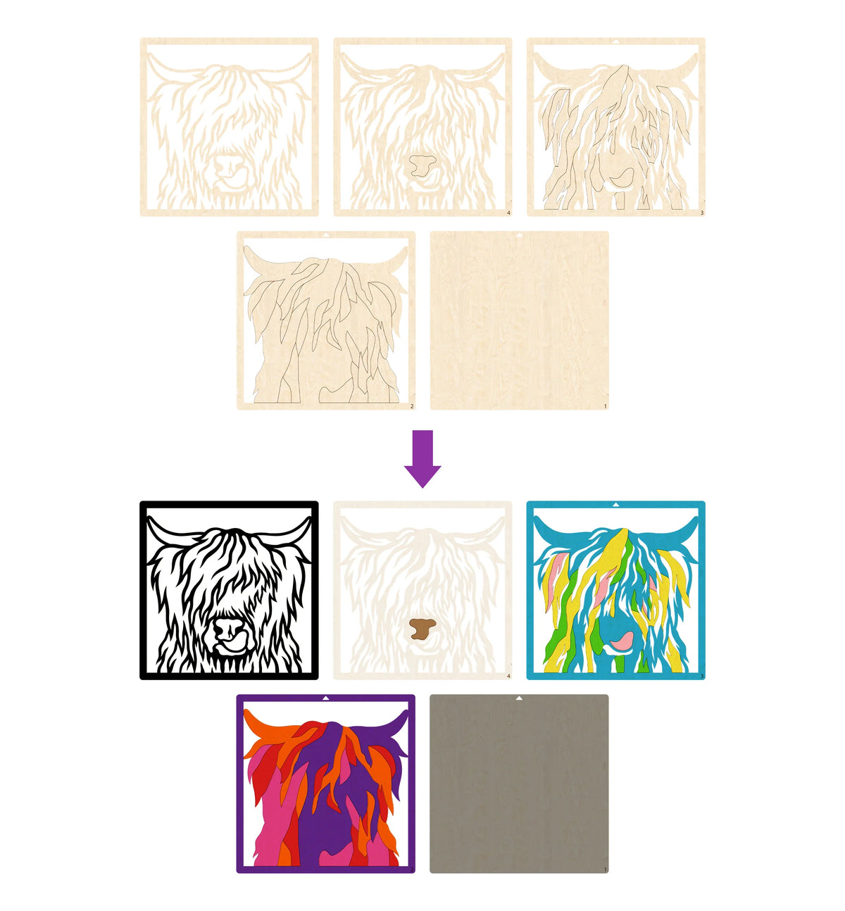 Highland Cow Wooden Art Craft Kit