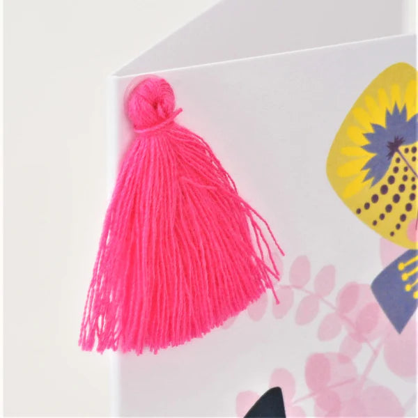 Welsh Mother's Day Card - Sul y Mamau Hapus, Butterfly, Mummy, Tassel Embellished