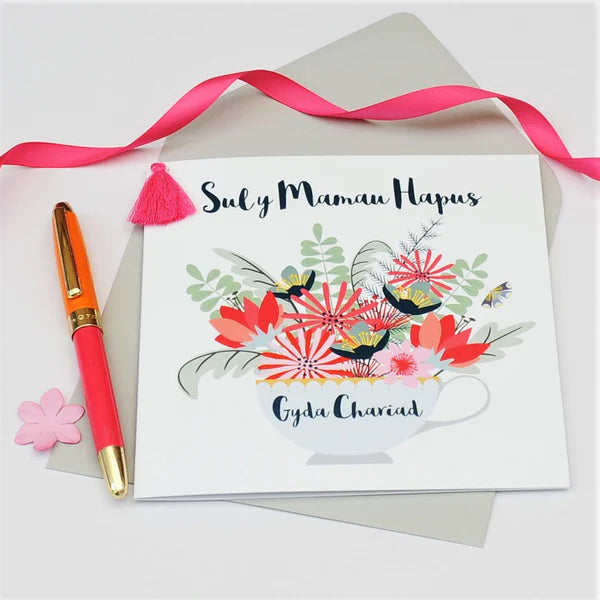 Welsh Mother's Day Card - Sul y Mamau Hapus, Mothering Sunday, Tassel Embellished