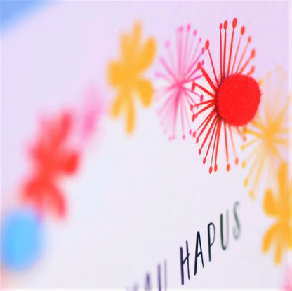 Welsh Granny Mother's Day Card - Sul y Mamau Hapus Nain, Pompom Embellished