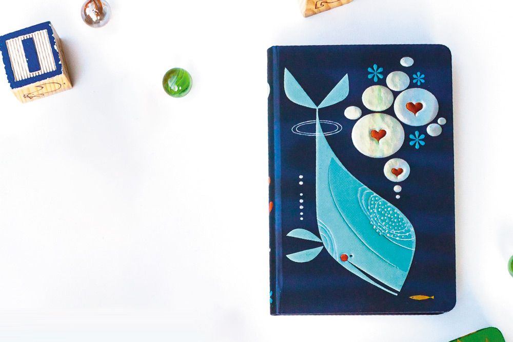Paperblanks Whale and Friend Mini Hardback Journal – Plain, 176 Pages – design detail