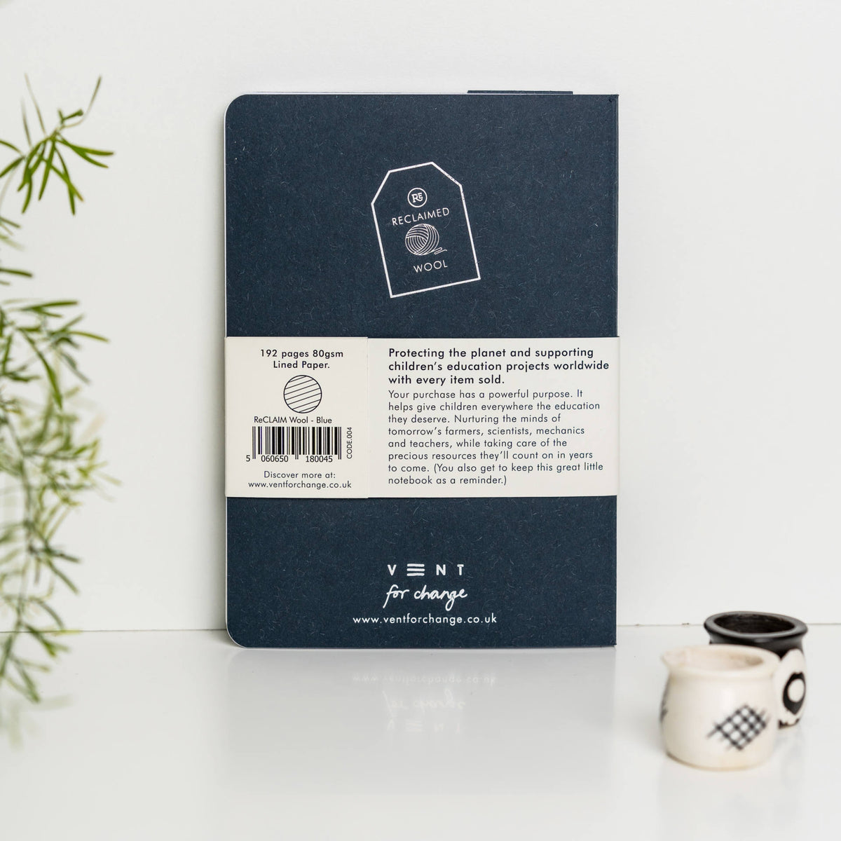 VENT RECLAIM A5 Notebook, Reclaimed Wool Cover – Blue
