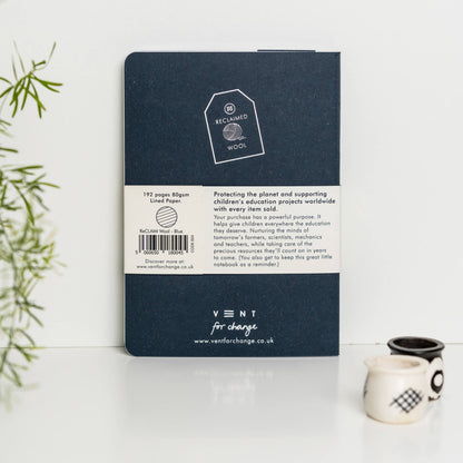 VENT RECLAIM A5 Notebook, Reclaimed Wool Cover – Blue