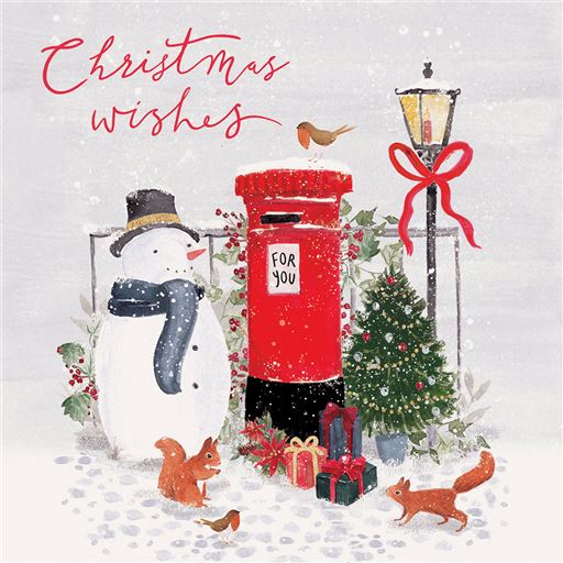 Snowman With Postbox - NSPCC / Cancer Research Charity Christmas Card Pack