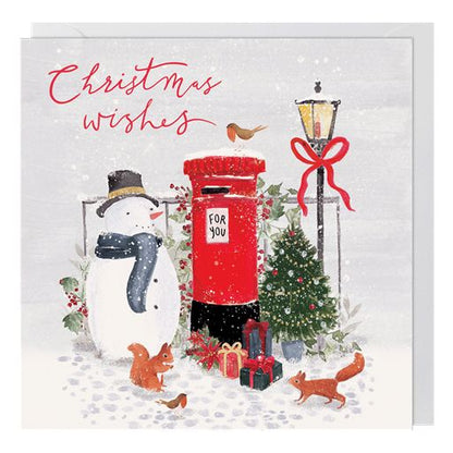 Snowman With Postbox - NSPCC / Cancer Research Charity Christmas Card Pack