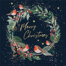 Wreath with Robins Charity Christmas Card 6 Pack