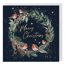 Wreath with Robins Charity Christmas Card 6 Pack