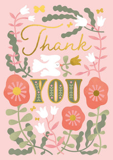 Thank You Birds Flowers Card