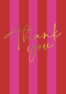 Thank You Gold Calligraphy Stripes Card