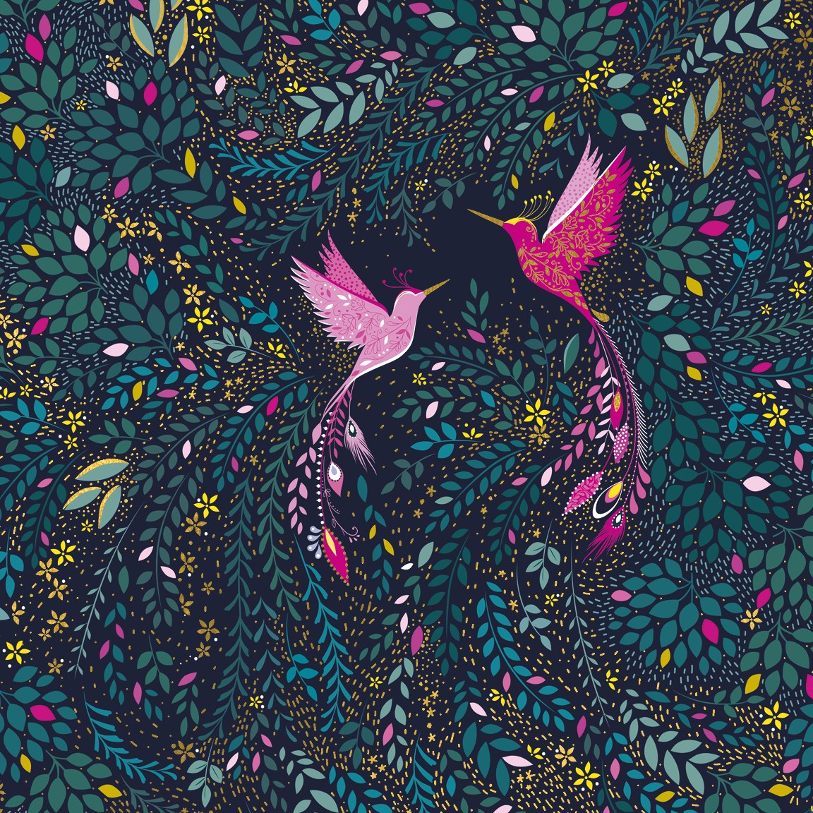 Two Long Tailed Swallows Large Card