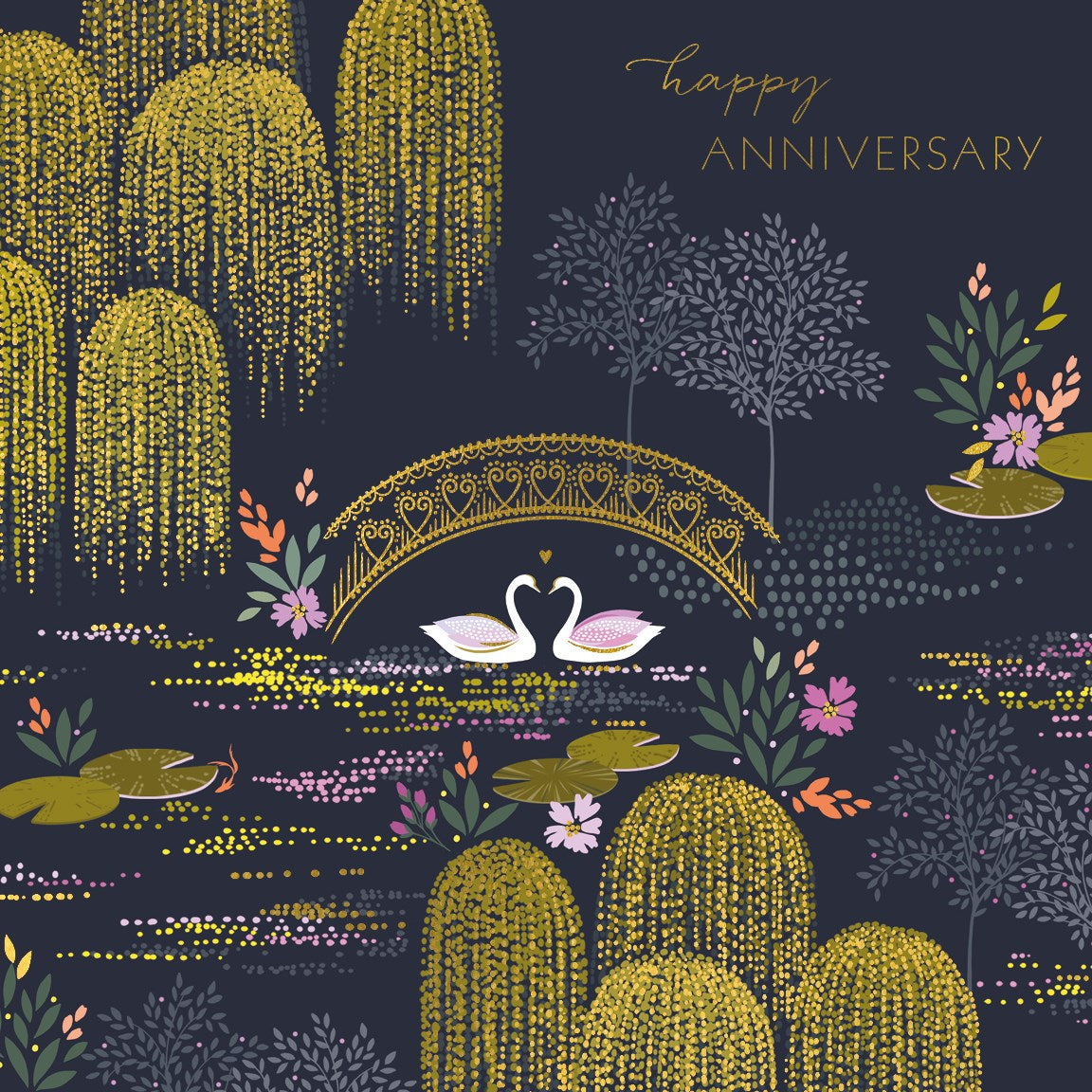 Two Swans Happy Anniversary Large Card