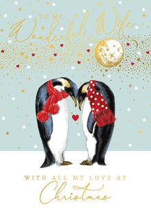 Wonderful Wife Penguins Christmas Card
