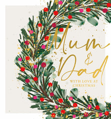 Mum & Dad Wreath Christmas Card
