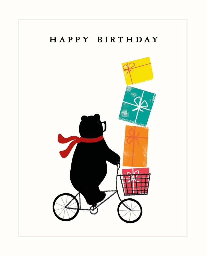 Happy Birthday Bear on Bike Card