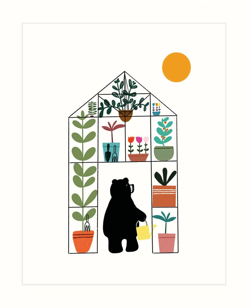 Bear in Green House Card