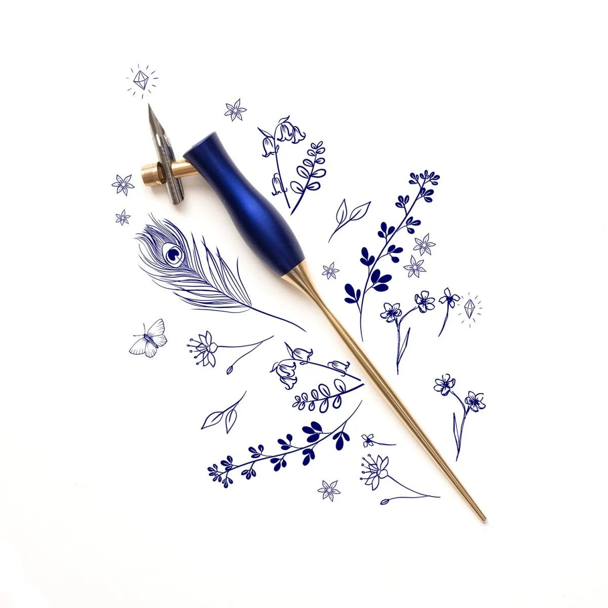 Tom's Studio Oblique  Bloom Calligraphy Pen - Bluebell
