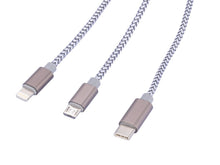 Troika Trident cable Lightning, USB-C and Micro-USB connectors