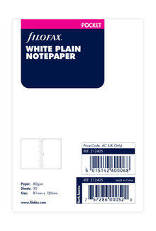 Filofax Pocket White Plain Notepaper Refill – 30 Sheets